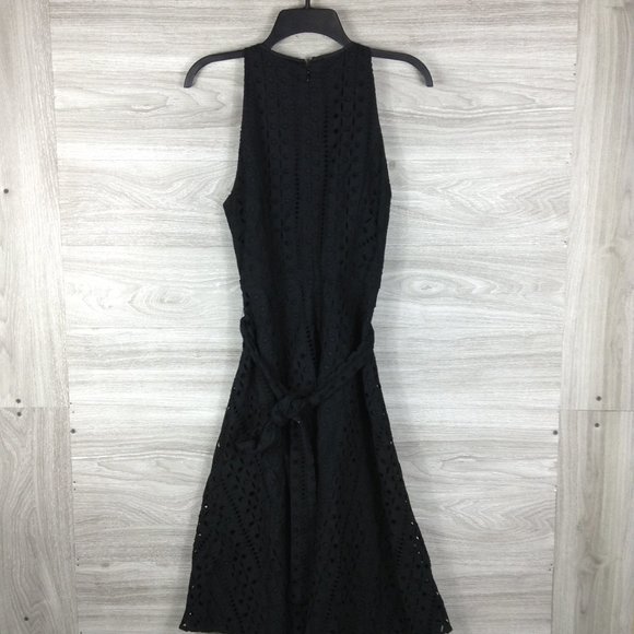 Charles Henry Belted and Flare Eyelet Midi Dress - Picture 4 of 6